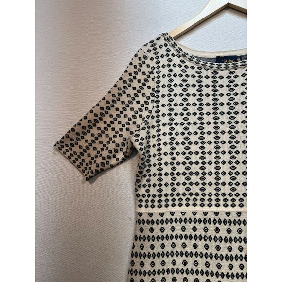 Just Taylor Women's Fitted Midi Sweater Dress Knit Ruffle Hem Size XL Beige Geo - Picture 6 of 12